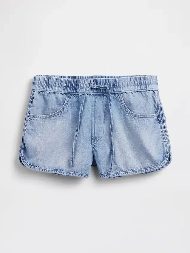 Šortky Easy Dolphin z ultrajemného denimu se středně vysokým pasem