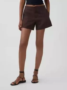 Šortky ze směsi lnu se středně vysokým pasem (4″)