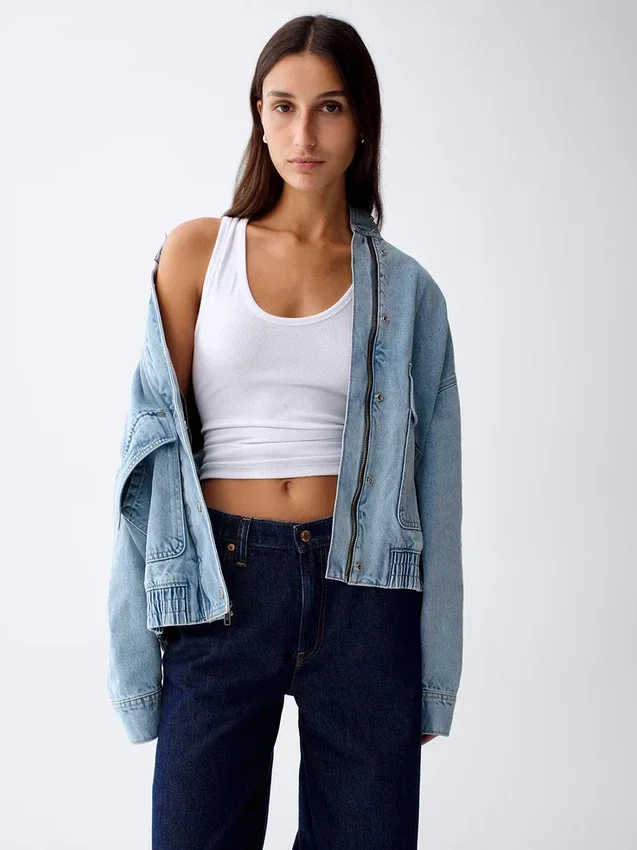 Oversized džínová bomber bunda
