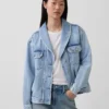 Oversized džínová bunda se šálovým límcem