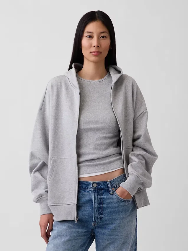 Oversized mikina s kapucí a zipem pro dospělé