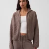 Oversized mikina s kapucí a zipem v pleteném vzoru „Shaker Stitch“ z materiálu CashSoft