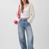 Oversized mikina s kapucí a zipem v pleteném vzoru „Shaker Stitch“ z materiálu CashSoft