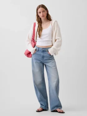Oversized mikina s kapucí a zipem v pleteném vzoru „Shaker Stitch“ z materiálu CashSoft