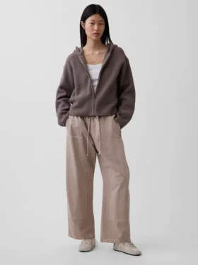 Oversized mikina s kapucí a zipem v pleteném vzoru „Shaker Stitch“ z materiálu CashSoft