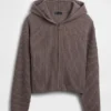 Oversized mikina s kapucí a zipem v pleteném vzoru „Shaker Stitch“ z materiálu CashSoft
