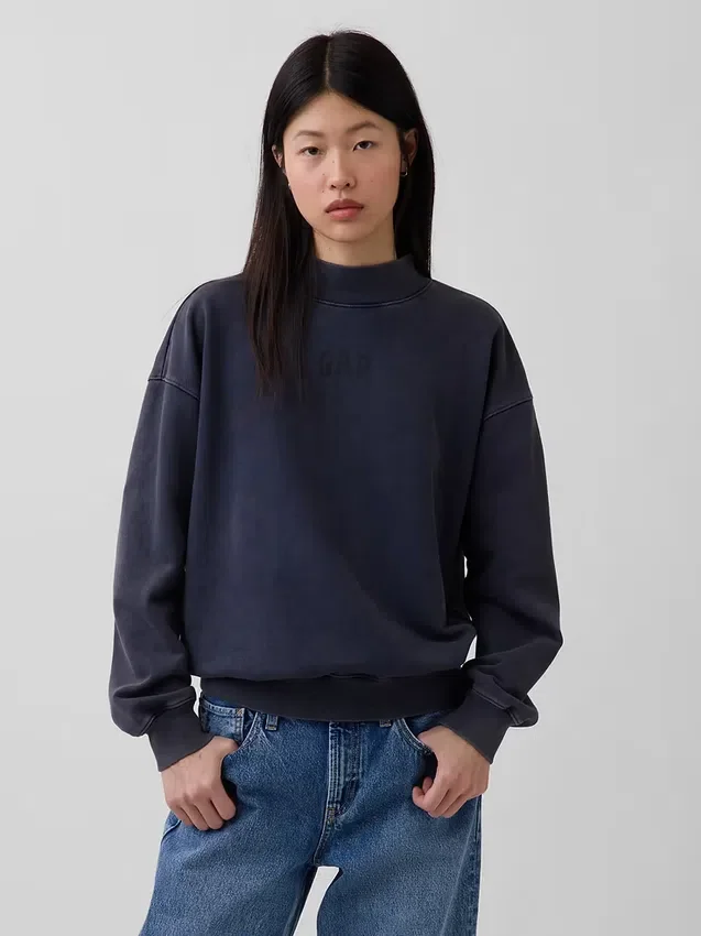 Oversized mikina s vysokým límcem z těžkého francouzského froté