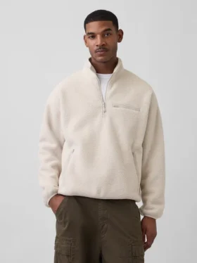 Oversized pulovr Sherpa s polovičním zipem