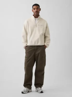 Oversized pulovr Sherpa s polovičním zipem