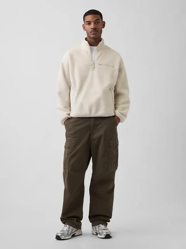 Oversized pulovr Sherpa s polovičním zipem