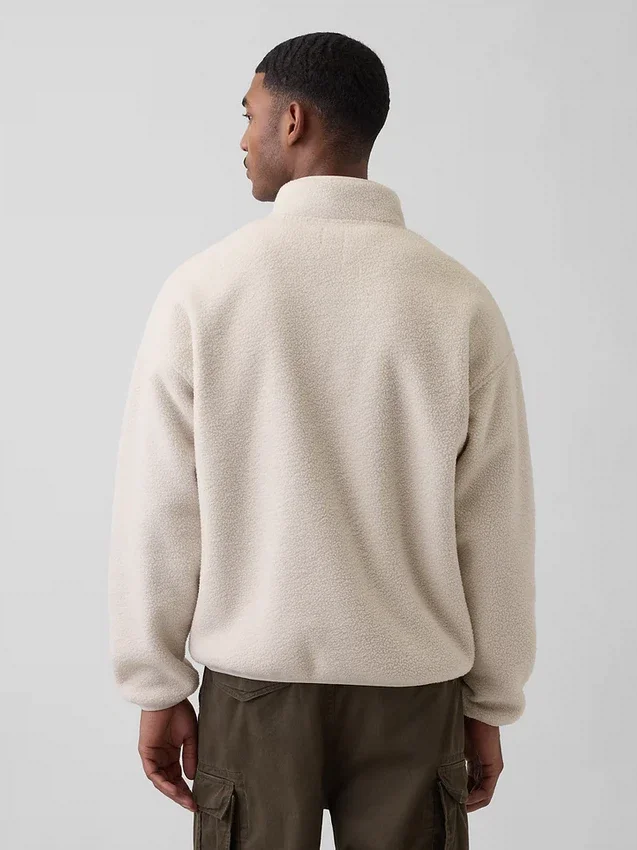Oversized pulovr Sherpa s polovičním zipem