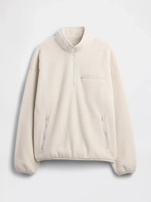 Oversized pulovr Sherpa s polovičním zipem
