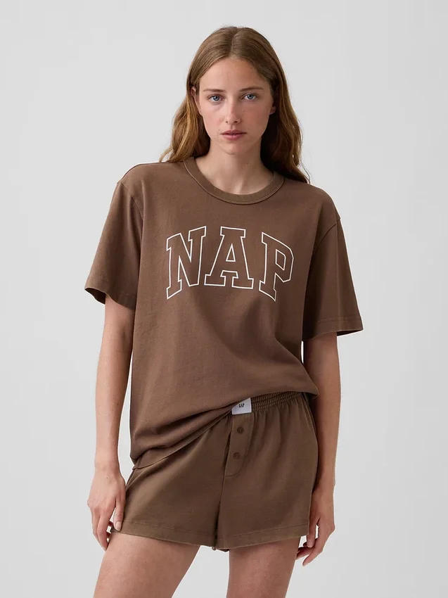 Oversized pyžamové tričko s logem Nap