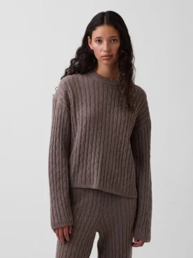 Oversized svetr s copánkovým vzorem z materiálu CashSoft