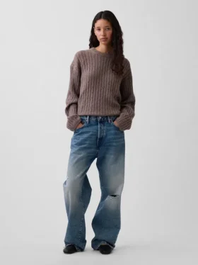 Oversized svetr s copánkovým vzorem z materiálu CashSoft