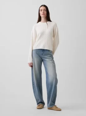 Oversized svetr s copánkovým vzorem z materiálu CashSoft