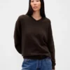 Oversized svetr s výstřihem do V z materiálu CashSoft