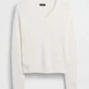 Oversized svetr s výstřihem do V z materiálu CashSoft