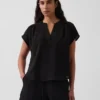 Oversized top z bavlněné gázy s rozparkem u krku