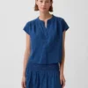 Oversized top z bavlněné gázy s rozparkem u krku