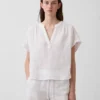 Oversized top z bavlněné gázy s rozparkem u krku