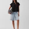 Oversized top z bavlněné gázy s rozparkem u krku