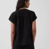 Oversized top z bavlněné gázy s rozparkem u krku