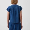 Oversized top z bavlněné gázy s rozparkem u krku