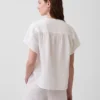 Oversized top z bavlněné gázy s rozparkem u krku