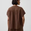 Oversized top z bavlněné gázy s rozparkem u krku