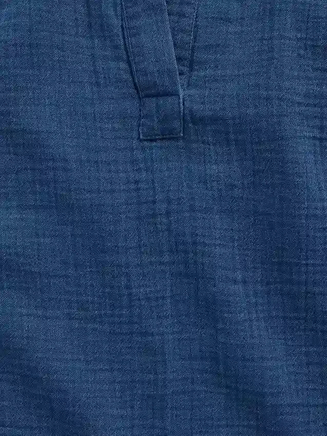 Oversized top z bavlněné gázy s rozparkem u krku