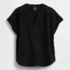 Oversized top z bavlněné gázy s rozparkem u krku