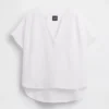 Oversized top z bavlněné gázy s rozparkem u krku