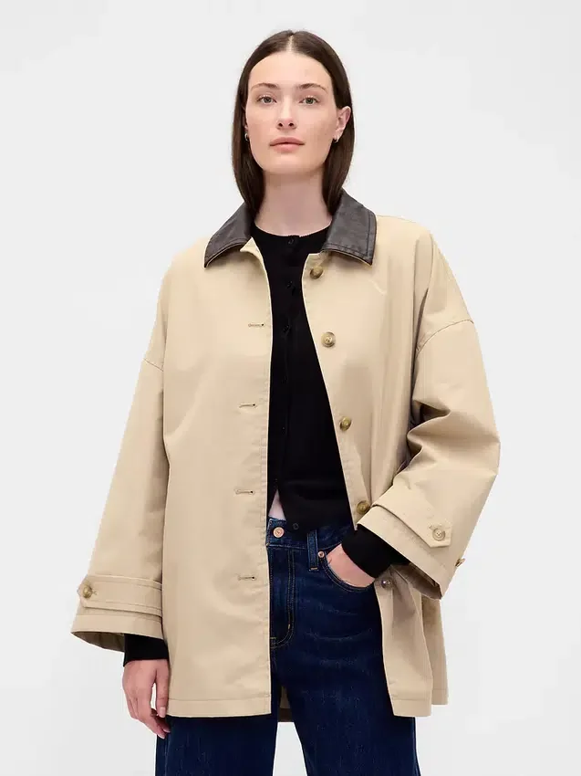 Oversized trenčkot z kepru