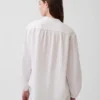 Oversizedová košile z bavlněné gázy bez límečku