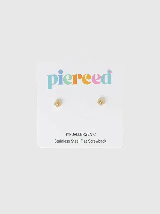 Pierced Co – drobné klasické náušnice s květinovým motivem a šroubovým uzávěrem
