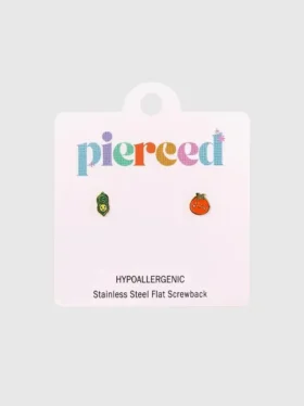 Pierced Co Náušnice s šroubovým zapínáním ve tvaru hráškového lusku / rajčete