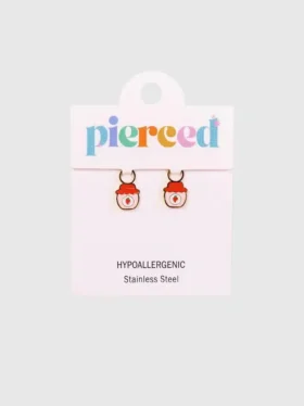 Pierced Co – přívěsky ve tvaru sklenice jahodového džemu pro náušnice typu „huggie“