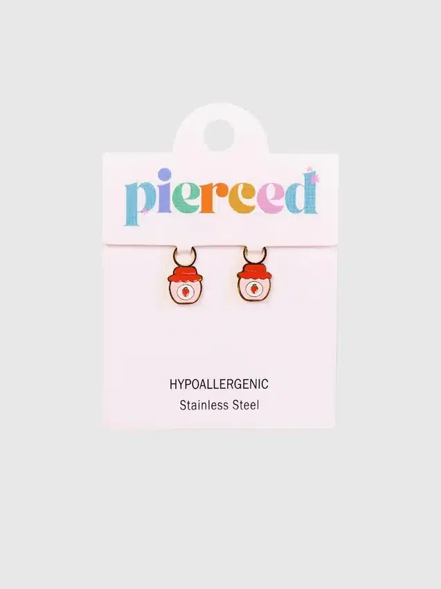 Pierced Co – přívěsky ve tvaru sklenice jahodového džemu pro náušnice typu „huggie“
