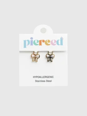 Pierced Co Růžový přívěsek s mašlí pro náušnice typu „huggie“