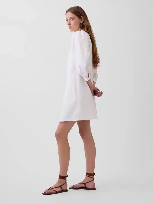 Popelínové minišaty s límečkem typu Henley