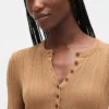 Průsvitný žebrovaný svetr s výstřihem Henley