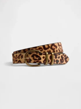 Pás z telecí kůže s leopardím vzorem