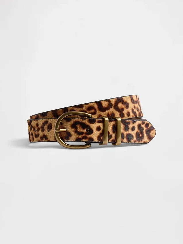 Pás z telecí kůže s leopardím vzorem