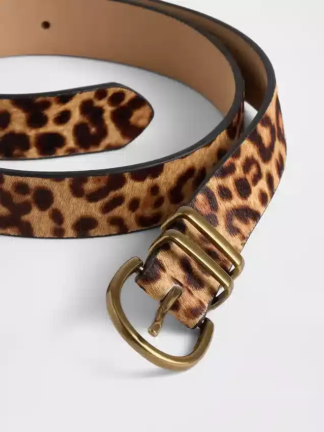 Pás z telecí kůže s leopardím vzorem
