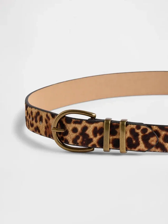Pás z telecí kůže s leopardím vzorem