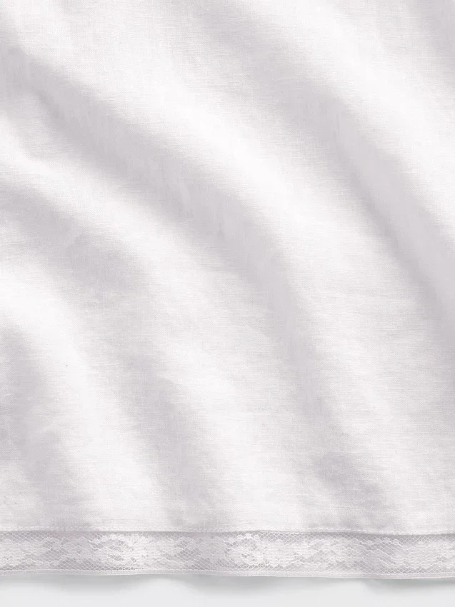Pyžamové kalhoty z lněné směsi s krajkovým lemem