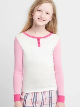 Pyžamové tričko Henley s barevnými bloky