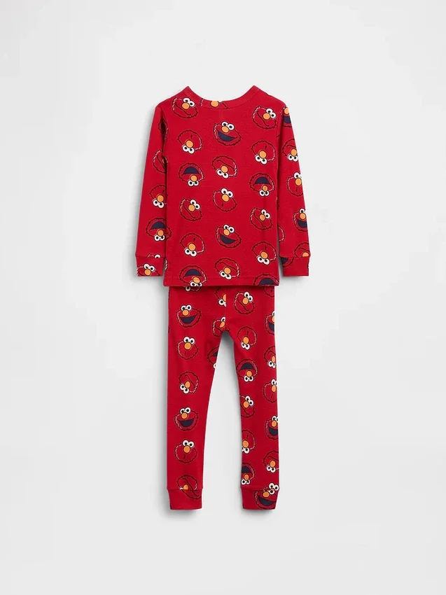 Sada pyžama pro miminka a Batolata Sesame Street z organické česané bavlny s motivem Elma