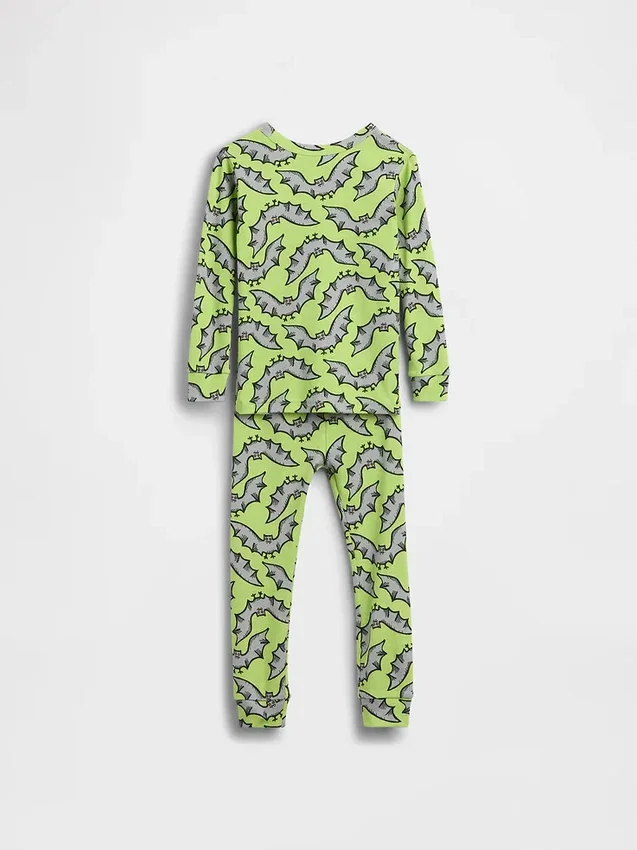 Sada pyžama pro miminka a batolata z organické česané bavlny s motivem netopýrů